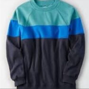 American Eagle Outfitters Colorblock Sweatshirt - Teal, Blue, Black